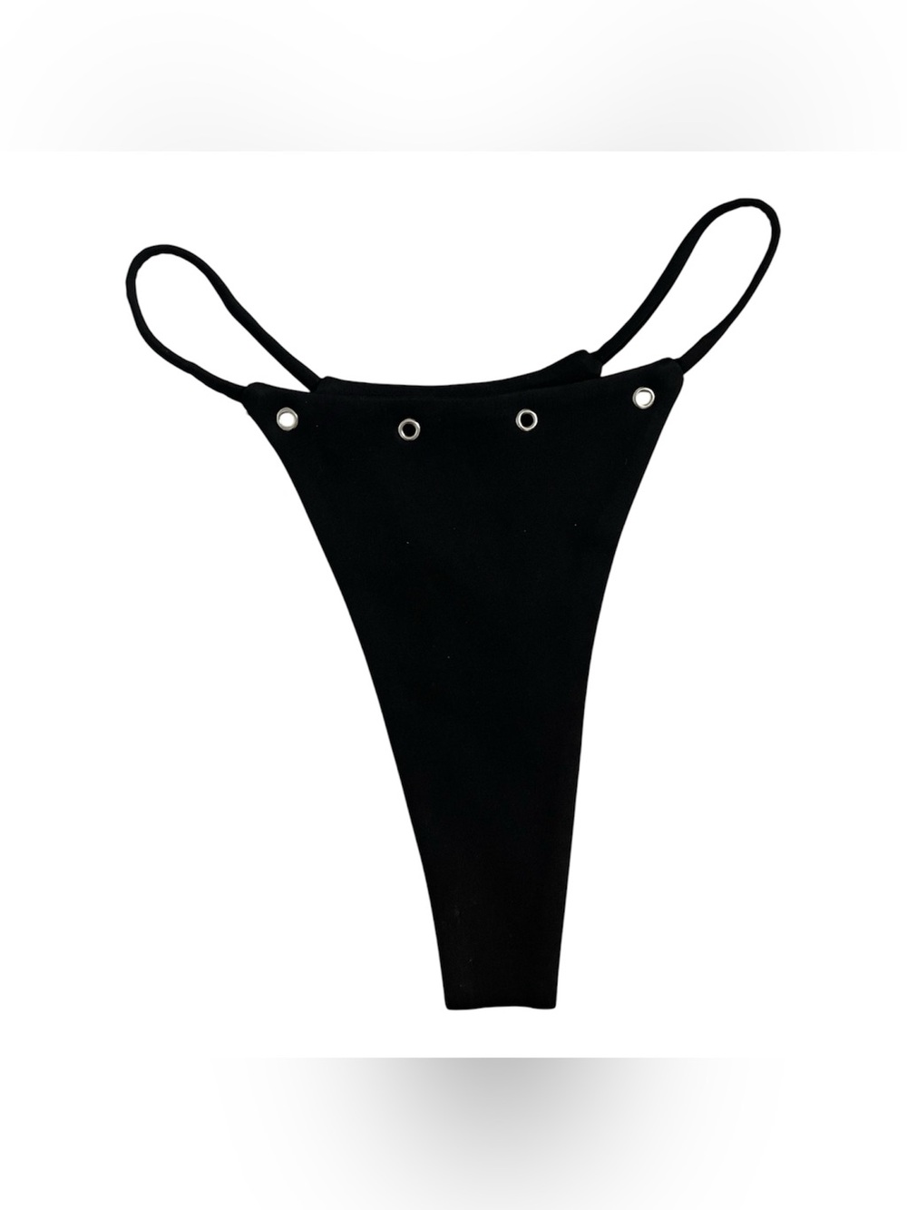 OUTCAST Black High-Cut Bikini Bottom with Metal Eyelet Detail
